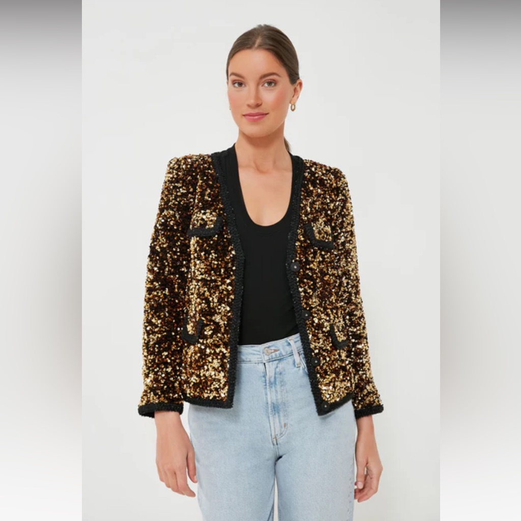 Self-Portrait Gold Sequin Jacket